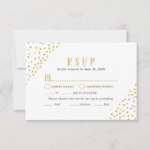 Eenvoudige nepgoud-confetti-huwelijks-RSVP + hoofd RSVP Kaartje (Voorkant)