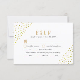 Eenvoudige nepgoud confetti trouw-RSVP + hoofdgere RSVP Kaartje