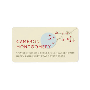 Eenvoudige nestelende vogelgezin Baby Shower Uitno Etiket