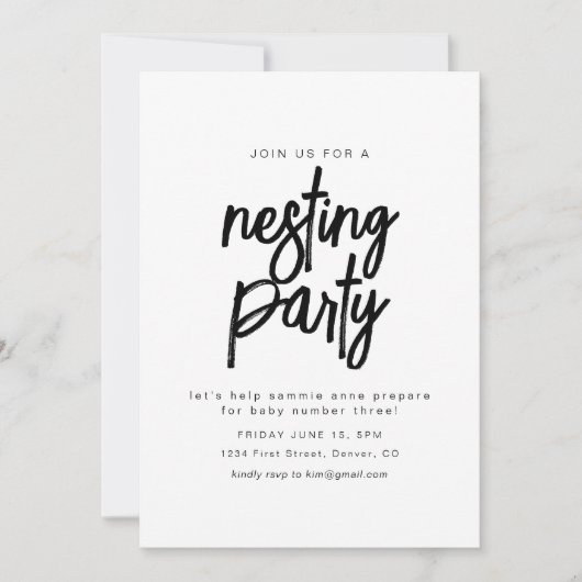Eenvoudige Nesting Party Invitation Sjabloon Kaart (Voorkant)
