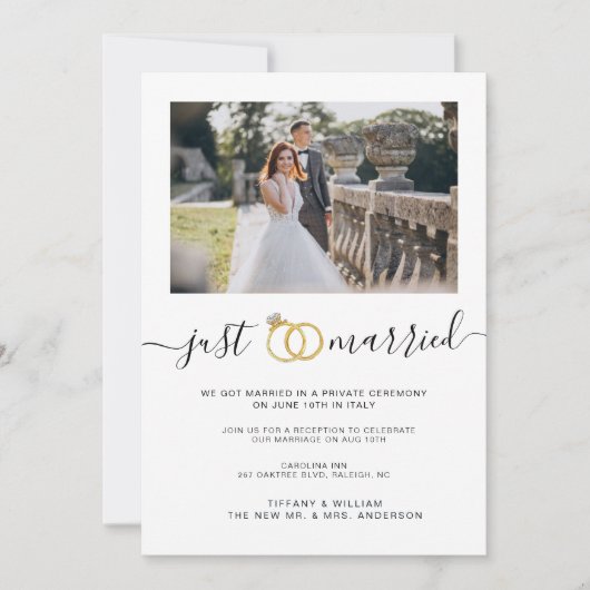 Eenvoudige net getrouwd-aankondiging  Koppel foto Kaart (Voorkant)