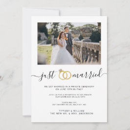 Eenvoudige net getrouwd-aankondiging  Koppelfoto  Kaart