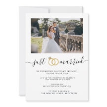 Eenvoudige net getrouwd-aankondiging met koppel fo