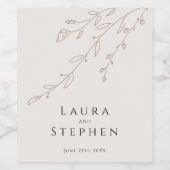 Eenvoudige Neutrale Beige Botanische Huwelijksdoua Wijn Etiket (Enkel label)