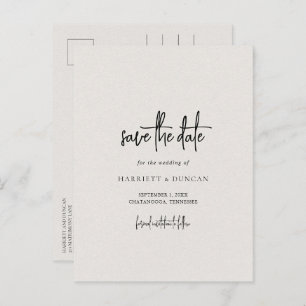 Eenvoudige Neutrale Beige Elegante Bruiloft Save t Aankondigingskaart