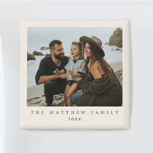 Eenvoudige Neutrale Beige Minimalistische Familief Magneet