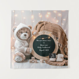 Eenvoudige neutrale digitale zwangerschapsaankondi wandkleed