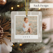 Eenvoudige neutrale dubbelzijdige gepersonaliseerd keramisch ornament