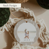 Eenvoudige neutrale dubbelzijdige gepersonaliseerd keramisch ornament