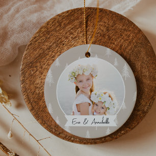 Eenvoudige neutrale dubbelzijdige gepersonaliseerd keramisch ornament