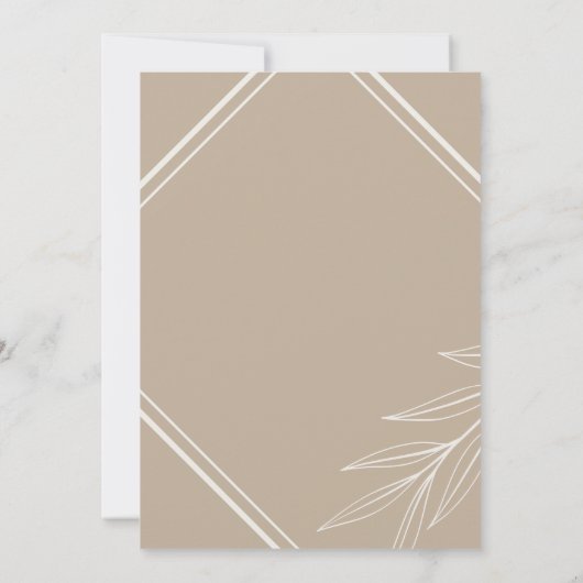 Eenvoudige Neutrale en Cream Leaf Bruiloft Kaart (Achterkant)