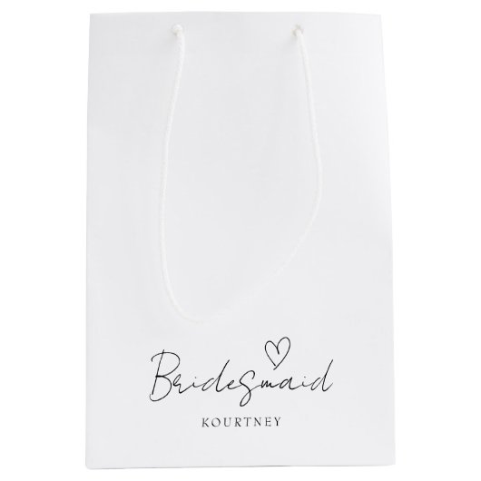 Eenvoudige neutrale, persoonlijke bridesmaïde tas  medium cadeauzakje (Voorkant)