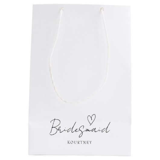 Eenvoudige neutrale, persoonlijke bridesmaïde tas  medium cadeauzakje (Achterkant)