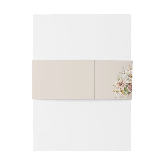 Eenvoudige neutrale rustieke bruine bloemenbruilof uitnodigingen wikkel (Achterkant Voorbeeld)