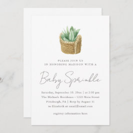 Eenvoudige Neutrale Succulente Baby Sprinkle Aankondiging