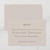 Eenvoudige neutrale tekst alleen elegante bruiloft RSVP kaartje (Voorkant / Achterkant)