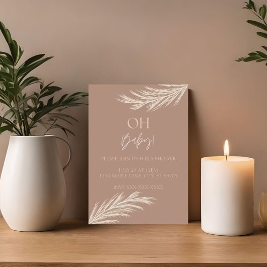 Eenvoudige Neutrale Tonaal Boho Douche Uitnodiging