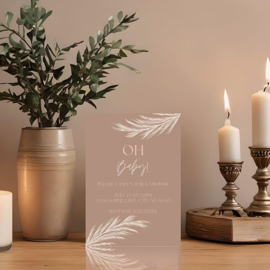 Eenvoudige Neutrale Toon Boho Douche Uitnodiging