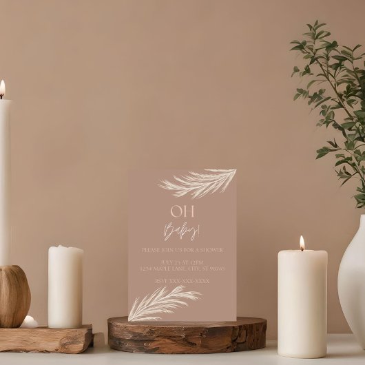 Eenvoudige Neutrale Toon Boho Douche Uitnodiging