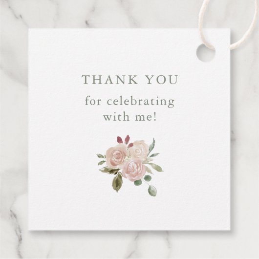 Eenvoudige neutrale Waterverf bloemen eerste gemee Bedankjes Labels (Achterkant)