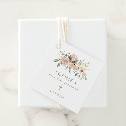 Eenvoudige neutrale Waterverf bloemen eerste gemee Bedankjes Labels (In situ)