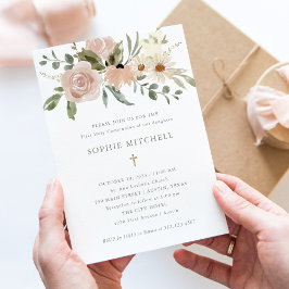 Eenvoudige neutrale Waterverf bloemen eerste gemee Kaart