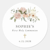 Eenvoudige neutrale Waterverf bloemen eerste gemee Ronde Sticker (Voorkant)