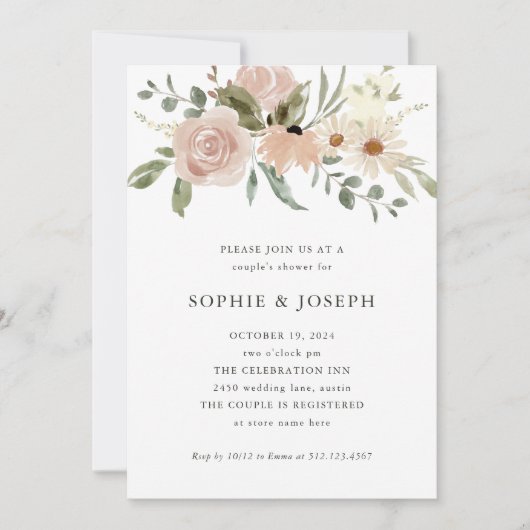 Eenvoudige neutrale Waterverf bloemen | Kogelschoe Kaart (Voorkant)