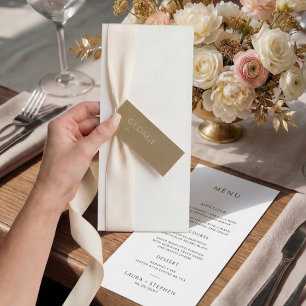 Eenvoudige neutrale zwarte witte trouwmenu menu