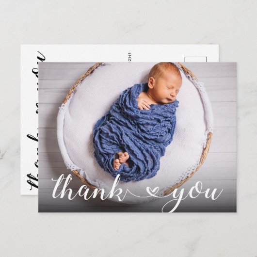 Eenvoudige Nieuwe Baby Aankondiging Dank u Briefkaart (Voorkant / Achterkant)