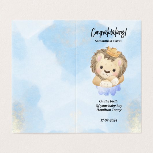 Eenvoudige nieuwe Baby Boy baby felicitatiekaarten Kaart (Buitenkant ongevouwen)