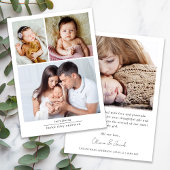 Eenvoudige nieuwe baby multi foto collage bedankkaart