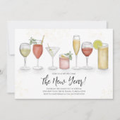 Eenvoudige nieuwe-jaars-cocktail-Drinken QR-code Kaart (Voorkant)