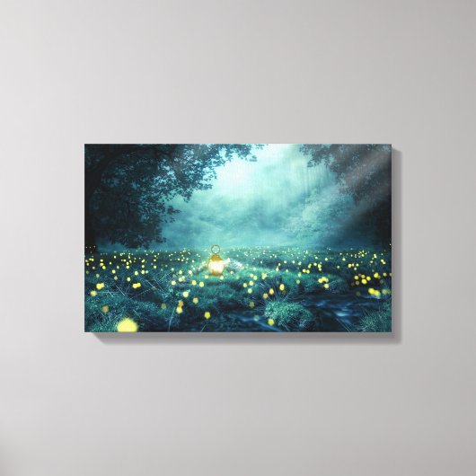 Eenvoudige Night Forest Glowworm Lantaarn Canvas P (Voorkant)