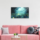 Eenvoudige Night Forest Glowworm Lantaarn Canvas P Afdruk (Insitu (Woonkamer))