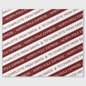 Eenvoudige Noordpool Express Red White Name Kerstm Cadeaupapier (Vlak)