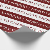 Eenvoudige Noordpool Express Red White Name Kerstm Cadeaupapier (Hoek)