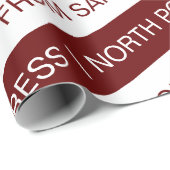 Eenvoudige Noordpool Express Red White Name Kerstm Cadeaupapier (Rol Hoek)