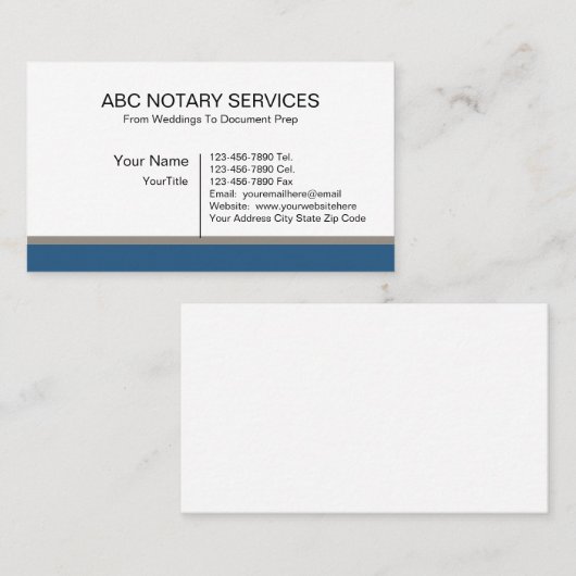 Eenvoudige noteerbare Visitekaartjes (Voorkant / Achterkant)