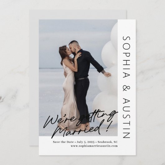 Eenvoudige notitie bewerkbare kleur Opslaan Datum  Feestdagenkaart (Voorkant / Achterkant)