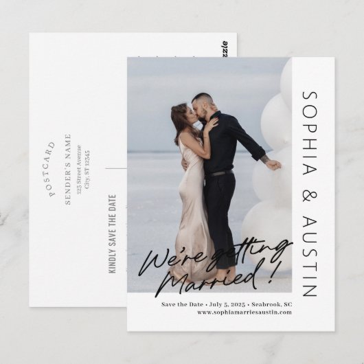 Eenvoudige notitie bewerkbare kleur Save the Date Briefkaart (Voorkant / Achterkant)