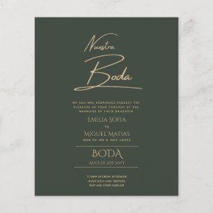 Eenvoudige Nuestra BODA Spaanse Huwelijksuitnodigi Flyer