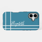 Eenvoudige oceaan blauw minimalistische aangepaste iPhone 16 hoesje (Achterkant horizontaal)