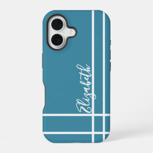Eenvoudige oceaan blauw minimalistische aangepaste iPhone 16 hoesje