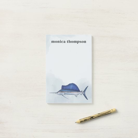 Eenvoudige oceaan Gevist gepersonaliseerd Post-it® Notes (Op bureau)