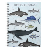 Eenvoudige oceaan zeedieren, grillig Zee Notitieboek (Voorkant)