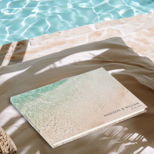 Eenvoudige Oceaan Zomer Strand Bestemming Bruiloft Gastenboek