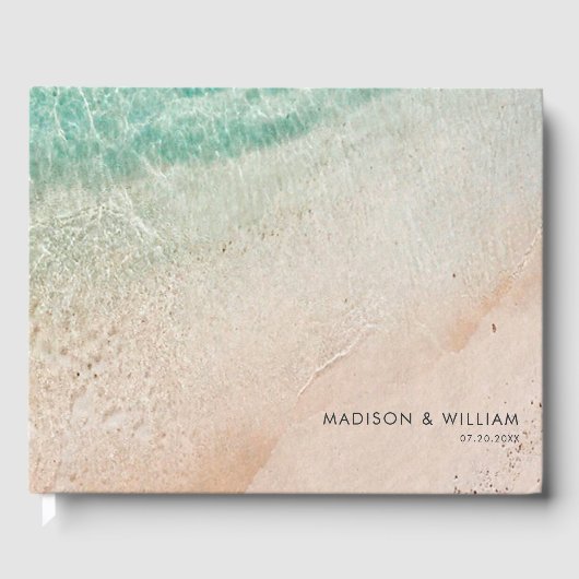Eenvoudige Oceaan Zomer Strand Bestemming Bruiloft Gastenboek (Voorkant)