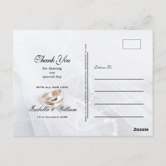 Eenvoudige Ocean Beach Paar Liefde en Bedankt Briefkaart (Achterkant)