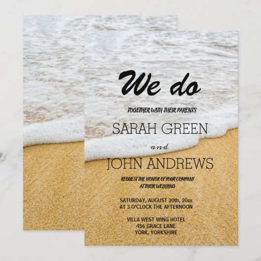 Eenvoudige Ocean Sand Beach Seaside Weddenschap Kaart (Voorkant / Achterkant)